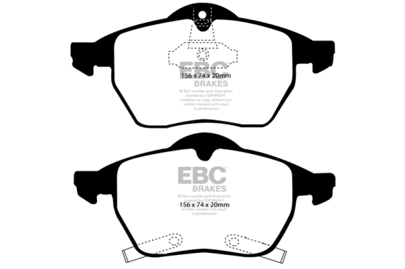 EBC 98 Saab 9-3 2.0 Turbo Greenstuff Front Brake Pads - DP21187