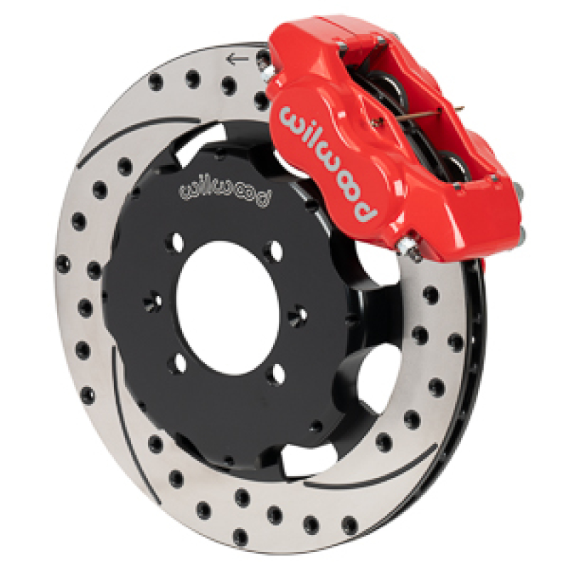 Wilwood Forged Dynalite Front Hat Kit 11.75in SRP Drilled/Slotted Rotor Red Caliper 90-05 Miata - 140-17935-DR