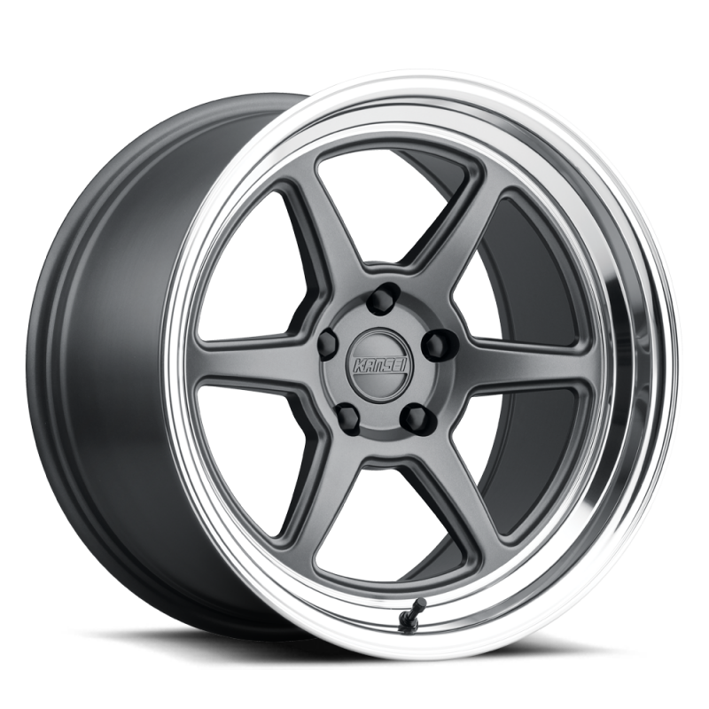 Kansei K14G Roku 18x8.5in / 5x100 BP / 35mm Offset / 73.1mm  Bore - Grey and Machined Lip - K14G-188516+35
