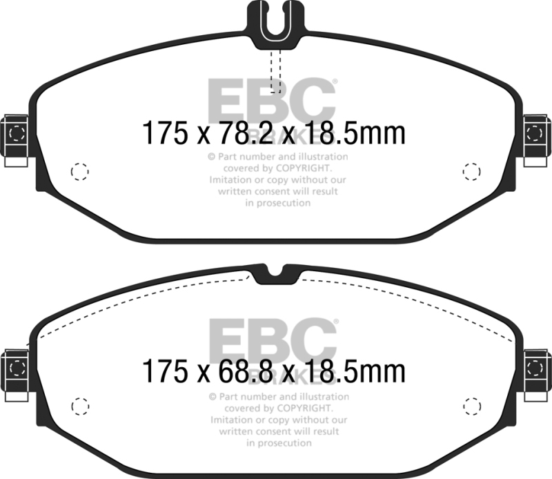 EBC 15+ Mercedes-Benz C300 (W205) 2.0 Turbo Redstuff Front Brake Pads - DP32214C