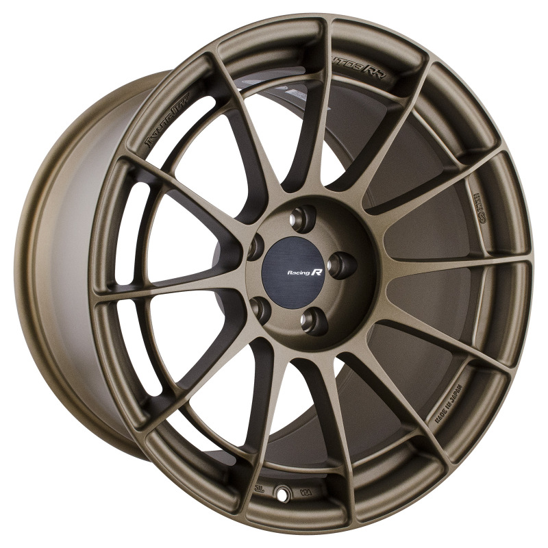 Enkei NT03RR 18x10.5 5x114.3 15mm Offset 75mm Bore Titanium Gold Wheel - 512-8105-6515GG