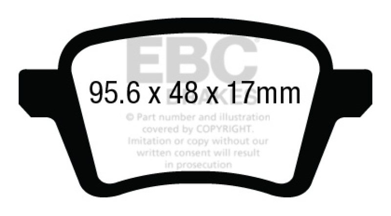 EBC 13+ Fiat 500L 1.4 Turbo Redstuff Rear Brake Pads - DP33027C