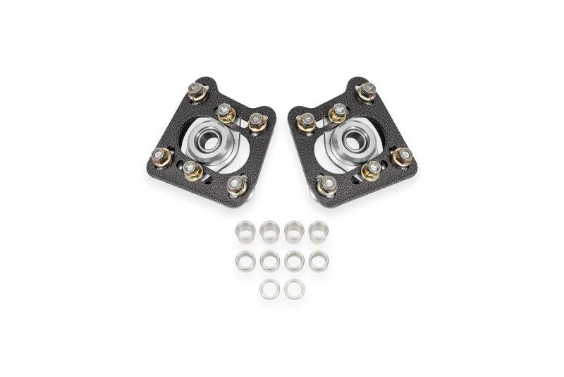 BMR 94-04 Ford Mustang Steel Caster Camber Plates - Black Hammertone - WAK740H