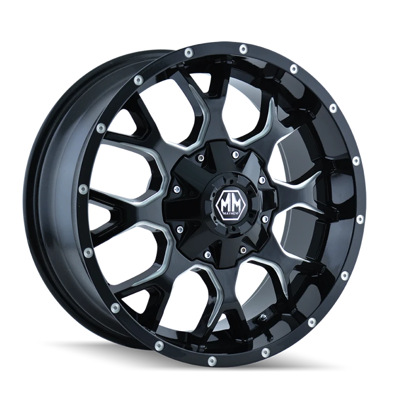 Mayhem 8015 Warrior 18x9 / 8x165.1 BP / -12mm Offset / 130.8mm Hub Gloss Black Milled Wheel - 8015-8981M