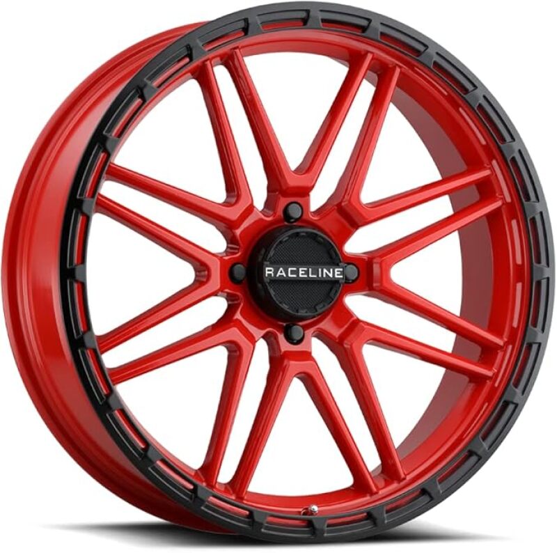 Raceline A11RB Krank-XL 18x7in / 4x156 BP / 0mm Offset / 132.5mm Bore - Red/Black Wheel - A11R-87056-00