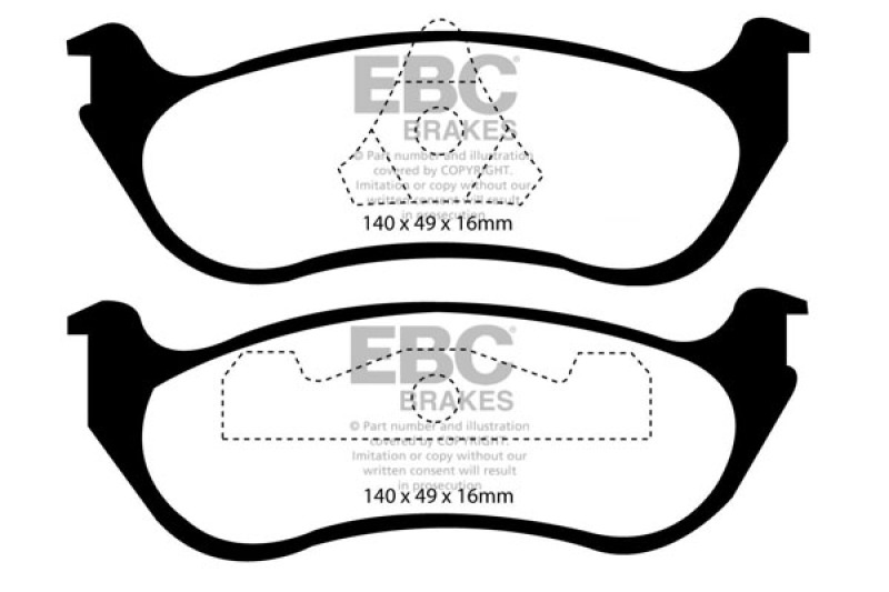 EBC 95-97 Ford Crown Victoria 4.6 (ABS) (Steel PisTons) Yellowstuff Rear Brake Pads - DP41627R