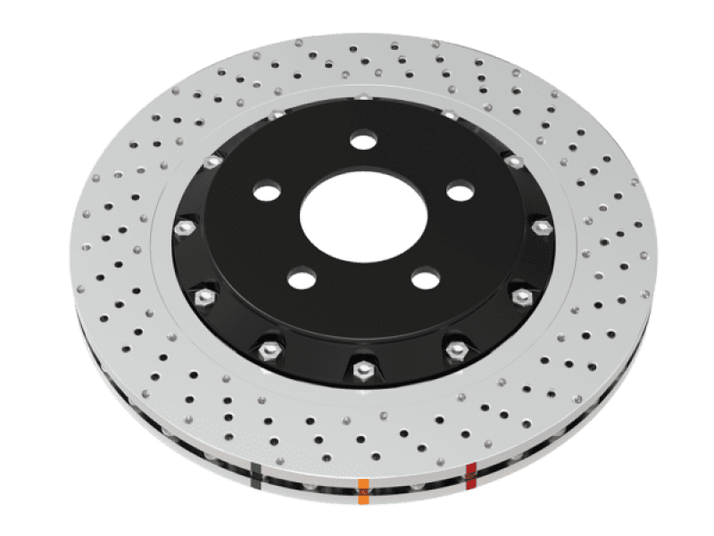 DBA 09-11 Volkswagen CC VR6 3.6L Front 5000 Series 2-Piece Cross Drilled Wavey Rotor w/Black Hat - DBA52808WV2BLKXD