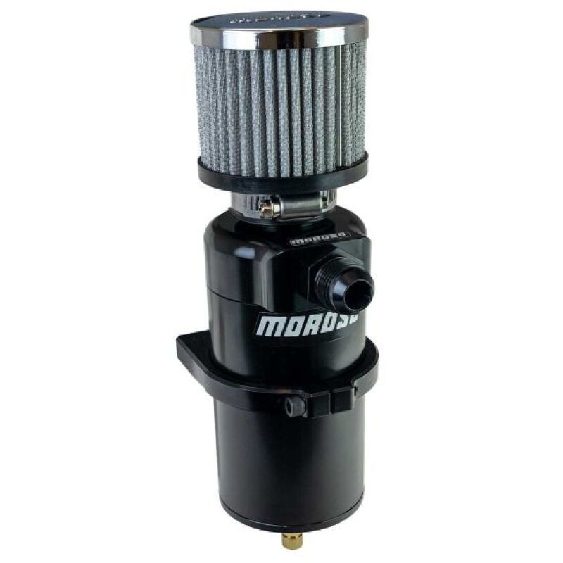 Moroso Single Inlet -10AN Billet Breather Tank Catch Can - Black - 85411