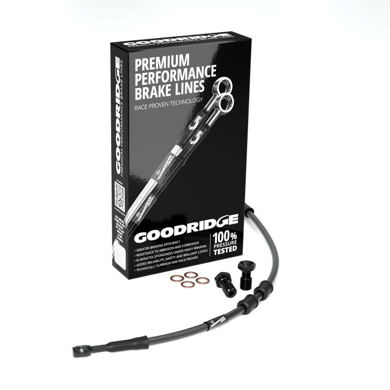 Goodridge 18-23 HD FXBB/S/FXST (w/ABS) +4in Front Brake Line Kit - Black - HD0140-1FB-BK4