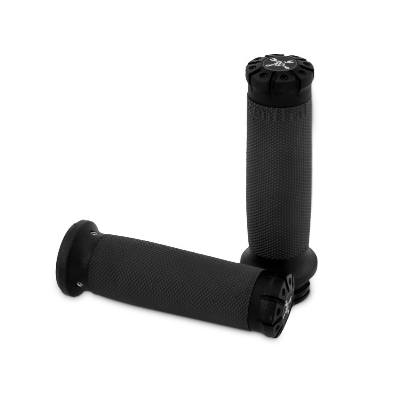 Burly Brand 82-17 H-D Dual Cable Set Hawk Billet Handle Grip Set - Textured Black - B16-1008TB