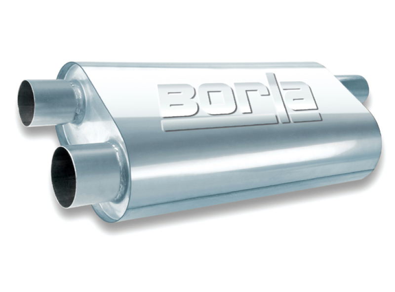 Borla Universal Oval Transverse Single 3in Inlet/2.5in Outlet 19in x 10.25in x 5.5in Turbo Muffler - 40474