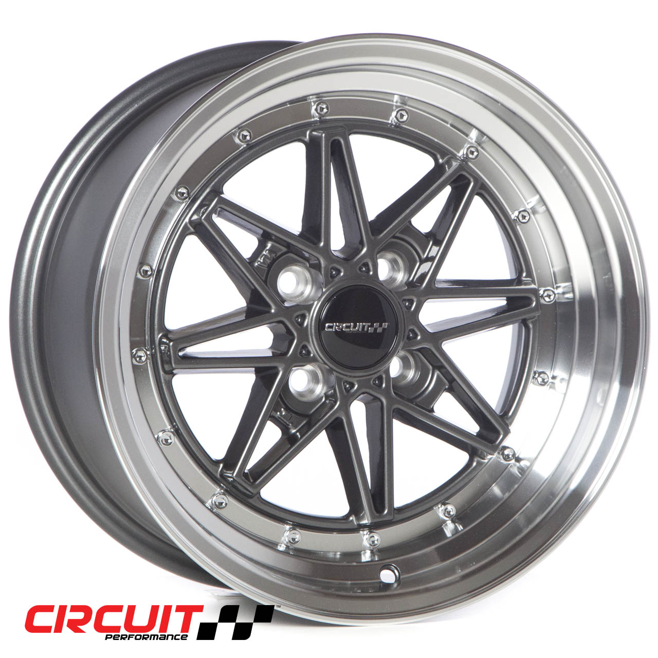 Circuit Performance CP24 15×8 Gloss Gun Metal / Machined Lip 4×100 [+25mm] Wheel