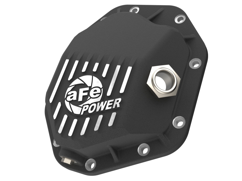 aFe 19-25 GM Trucks Front Diff Cover - Black w/ Machined Fins - 46-71430B