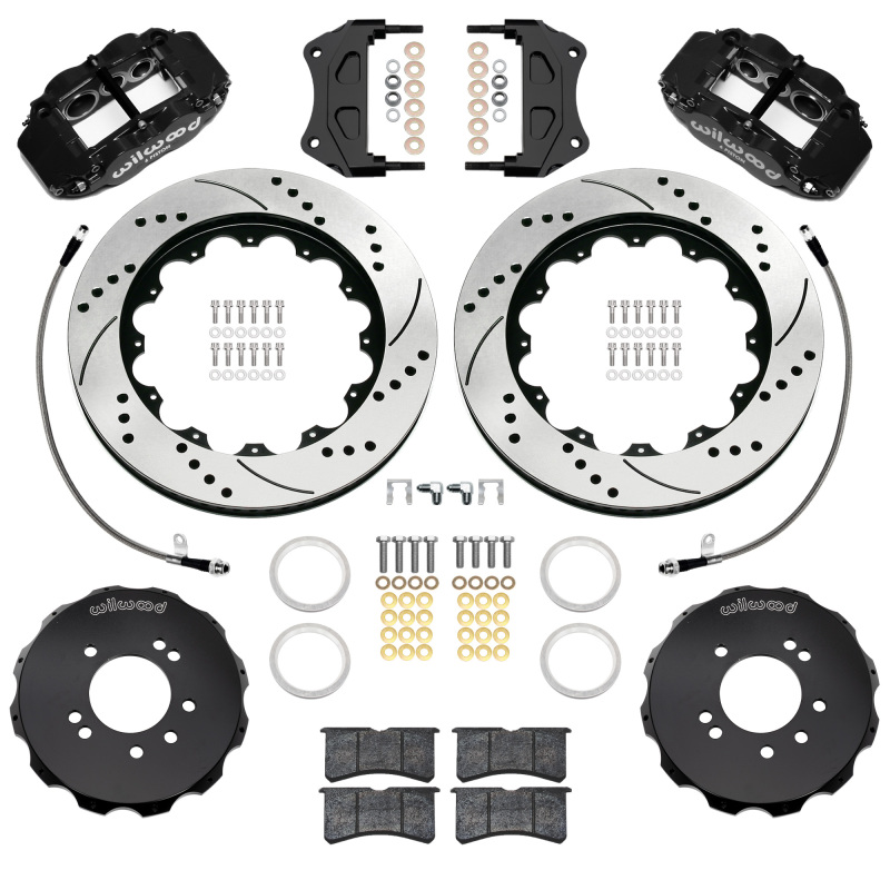 Wilwood 89-98 Nissan 240SX/89-94 Skyline/90-96 300ZX Superlite 6R Fr BBK w/ 14in D/S Rotors - Black - 140-18247-D