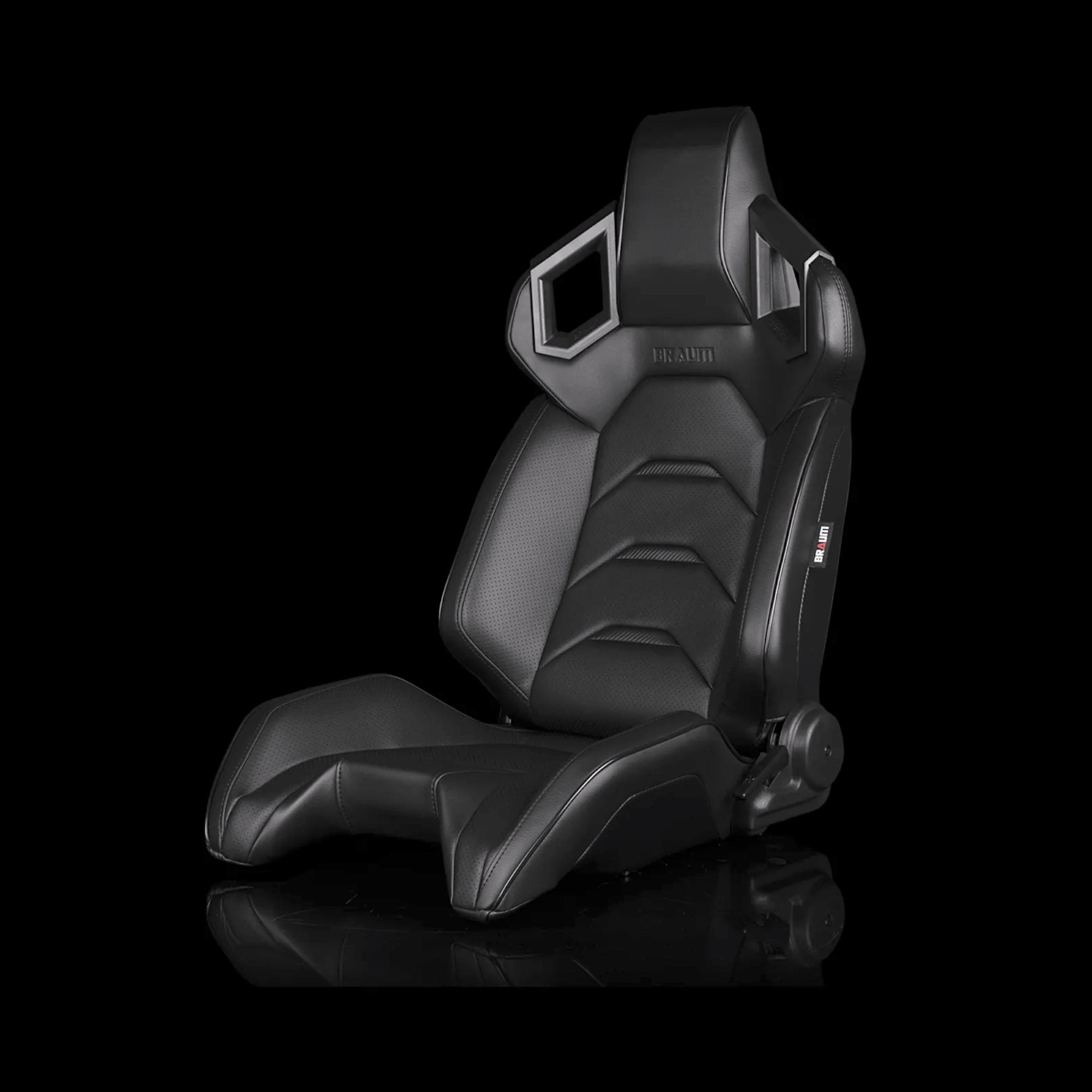 BRAUM ALPHA-X Series Sport Reclinable Seats Black Leatherette | Carbon Inserts - Priced Per Pair