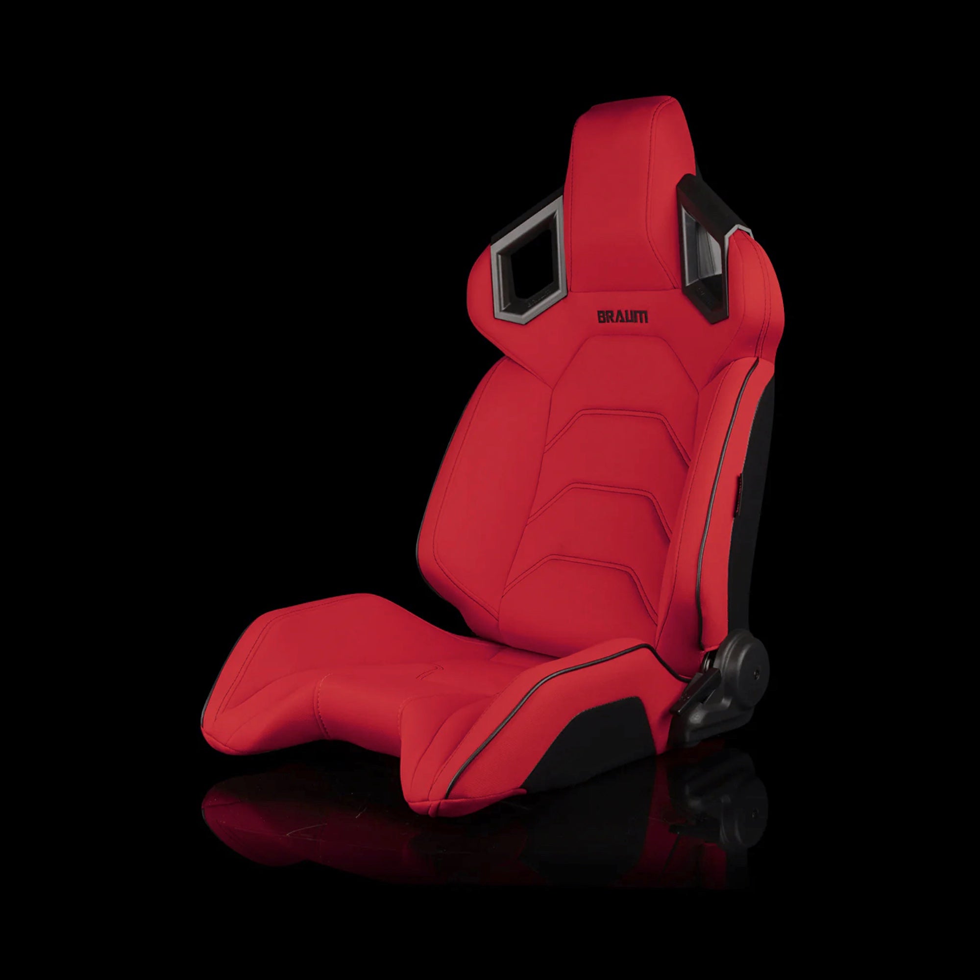 BRAUM ALPHA-X Series Sport Reclinable Seats Red Cloth | Black Stitching - Priced Per Pair