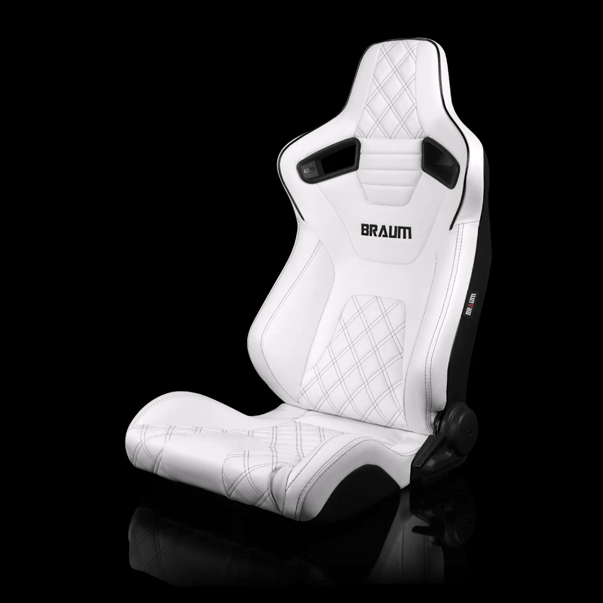 BRAUM ELITE-X Series Sport Reclinable Seats White Leatherette | Diamond Edition | Black Trim - Priced Per Pair