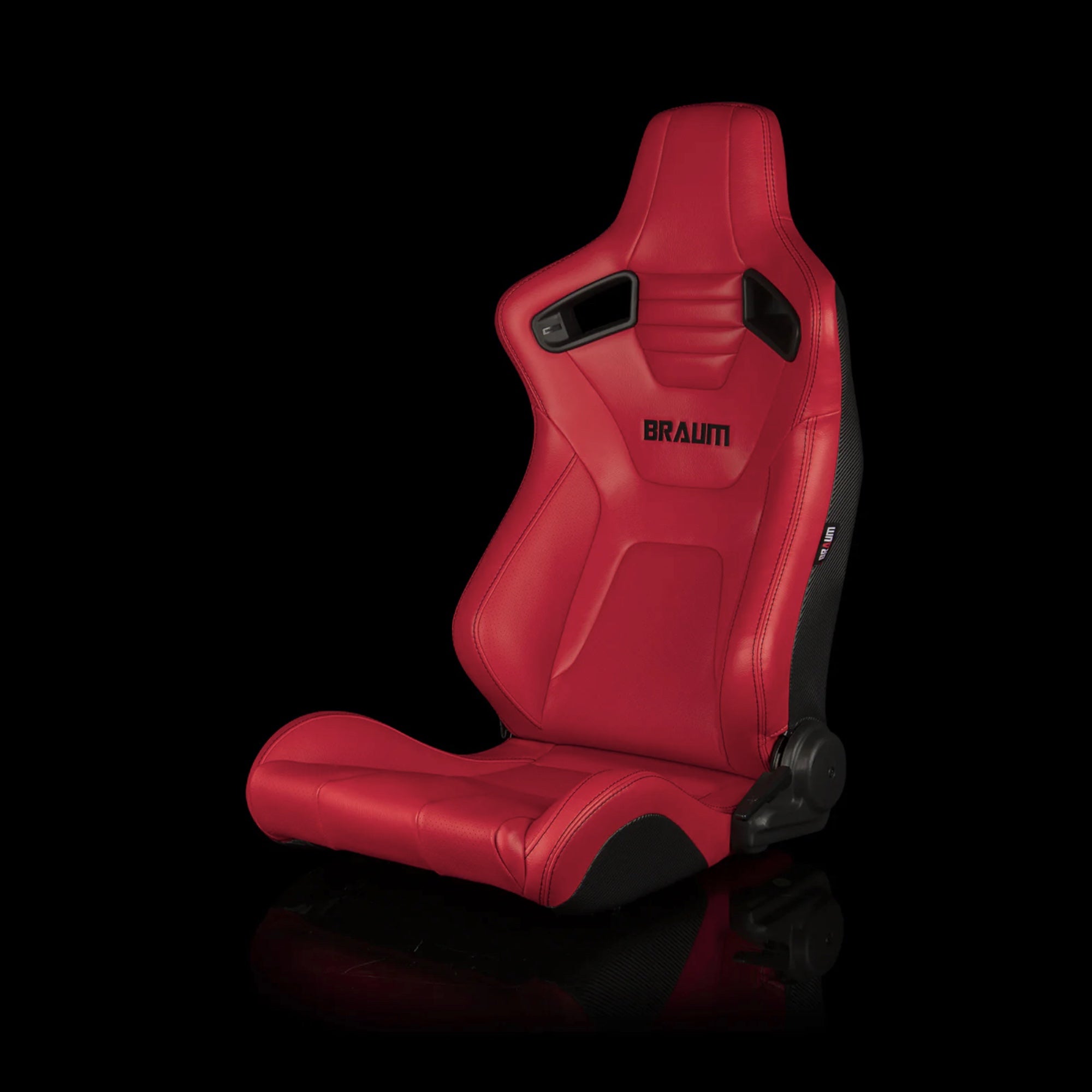 BRAUM ELITE-X Series Sport Reclinable Seats Red Leatherette | Black Stitching - Priced Per Pair