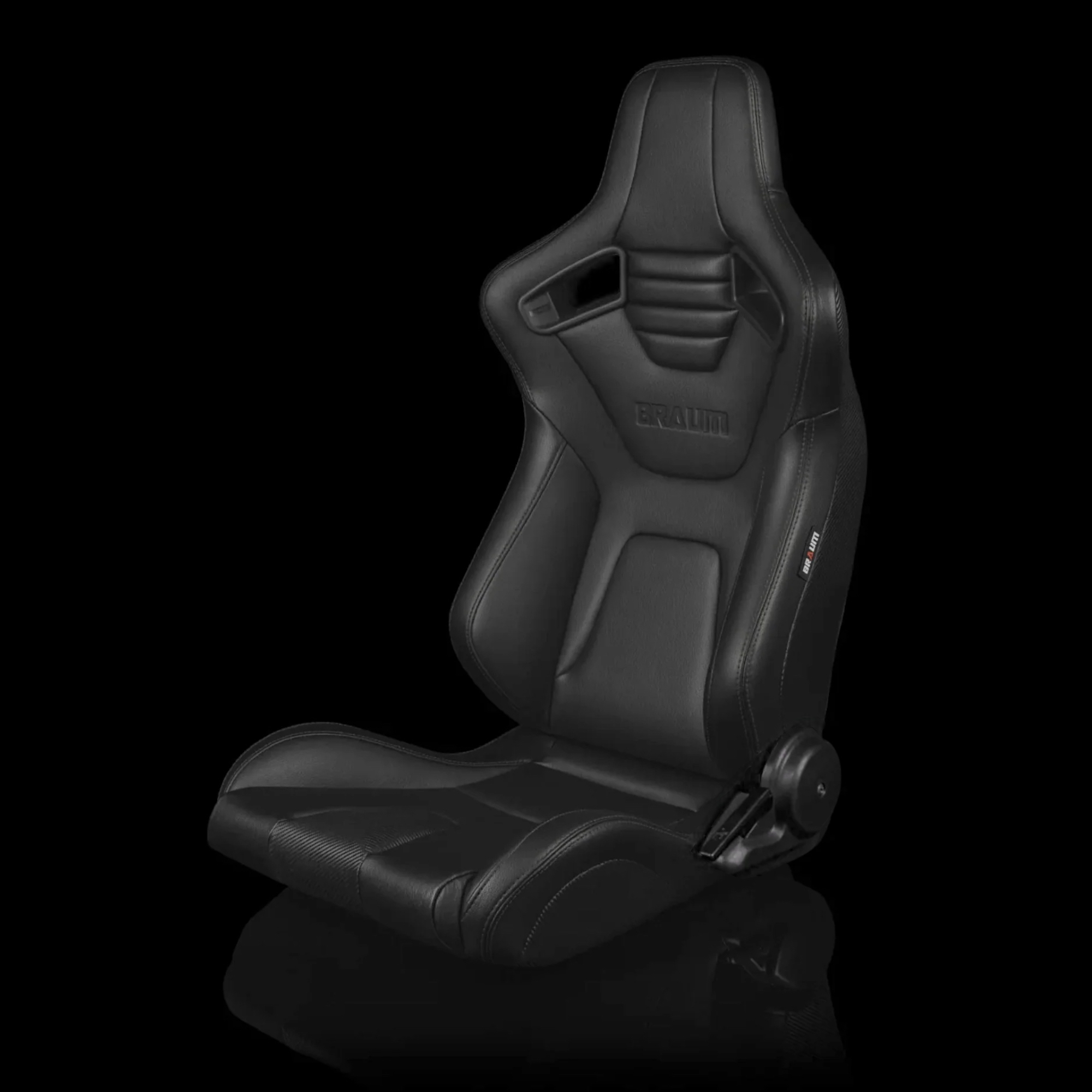 BRAUM ELITE-X Series Sport Reclinable Seats Black Leatherette | Black Stitching - Priced Per Pair