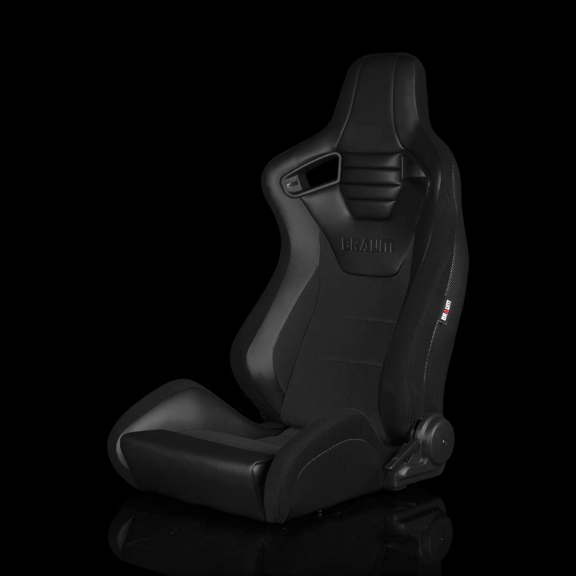 BRAUM ELITE-S Series Sport Reclinable Seats Black Leatherette | Black Cloth - Priced Per Pair
