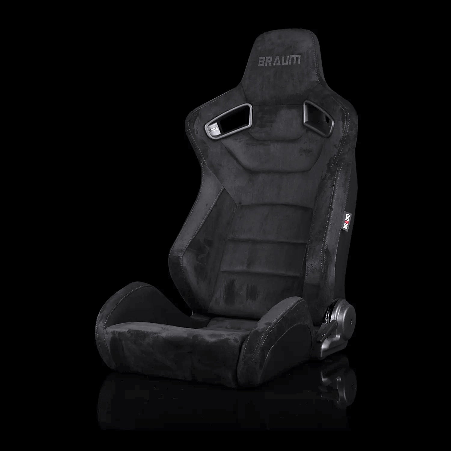 BRAUM ELITE Series Sport Reclinable Seats Black Suede | Grey Stitching - Priced Per Pair