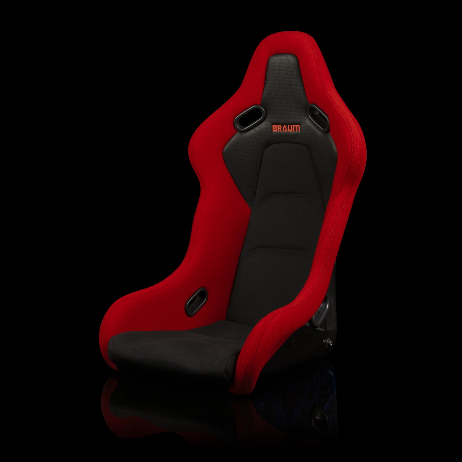 BRAUM FALCON-S Series Fixed Back Bucket FRP Composite Seat Red Cloth | Alcantara Inserts | Black Stitching - Priced Per Seat