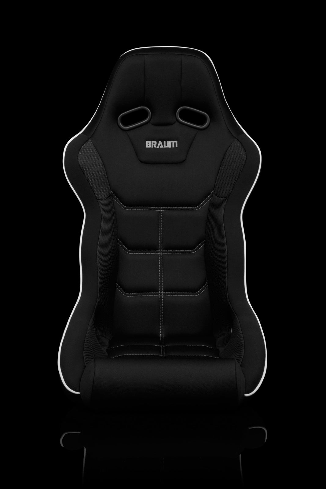 BRAUM FALCON-X Series FIA Certified Fixed Back Racing Seat Black Cloth | White Trim - Priced Per Seat