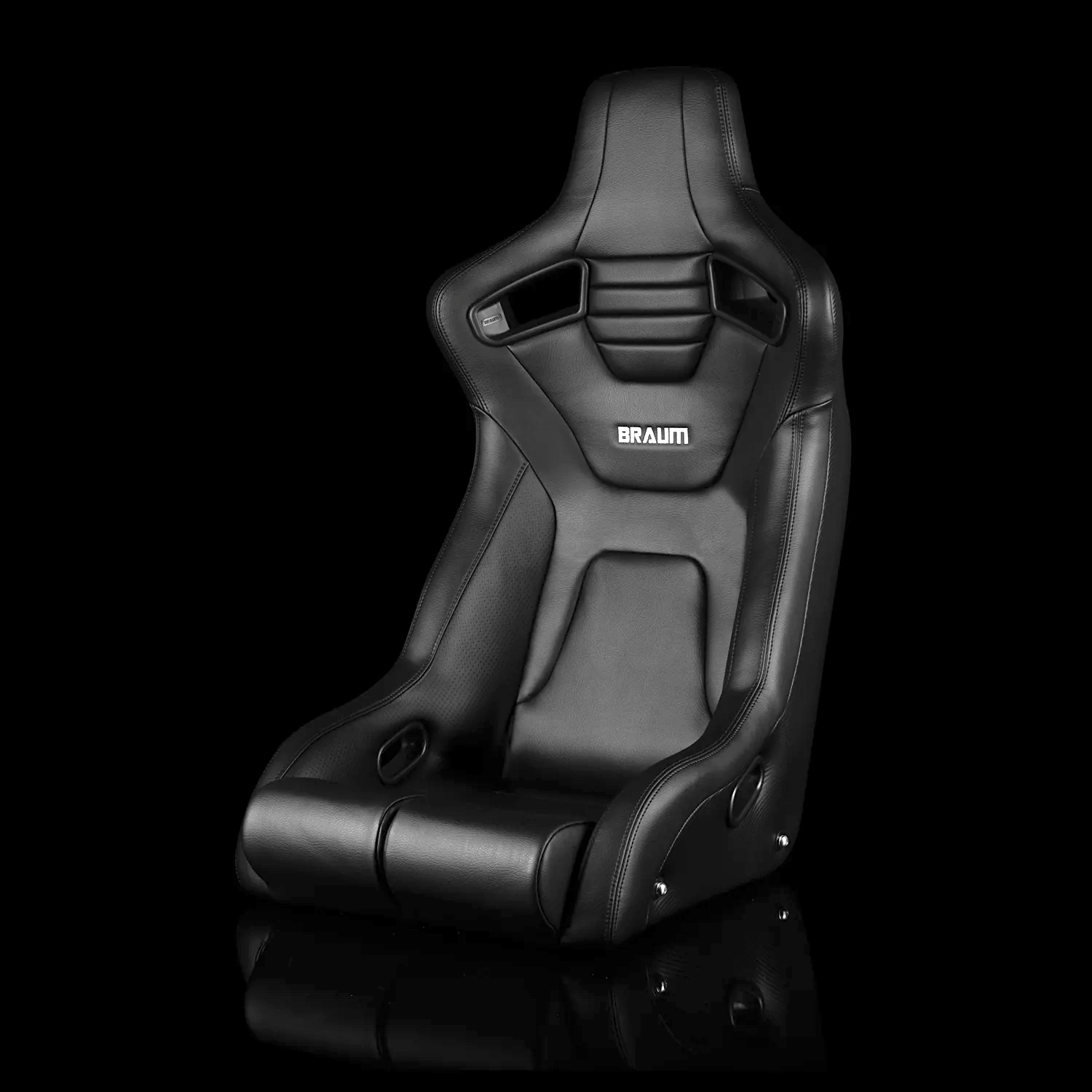 BRAUM ELITE-R Fixed Back Bucket Seat Black Leatherette | Black Stitching - Priced Per Seat