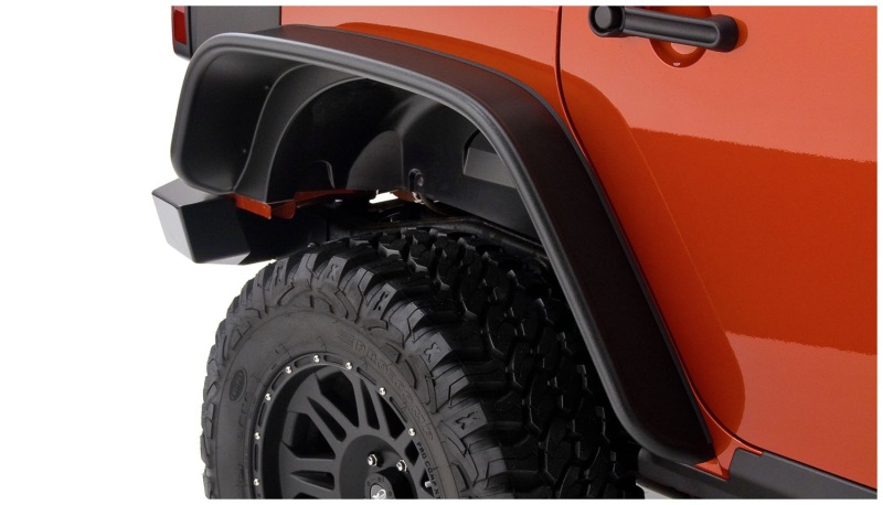 Bushwacker 07-18 Jeep Wrangler Unlimited Flat Style Flares 2pc 4-Door Sport Utility Only - Black - 10050-07