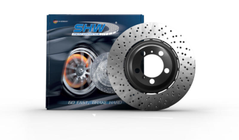 SHW 22-25 Porsche 718 Cayman GT4 RS Left Rear Cross-Drilled Lightweight Brake Rotor (9GT615601E) - PRL42587