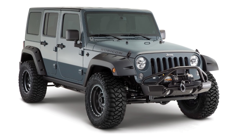 Bushwacker 07-18 Jeep Wrangler Unlimited Pocket Style Flares 2pc 4-Door Sport Utility Only - Black - 10080-02