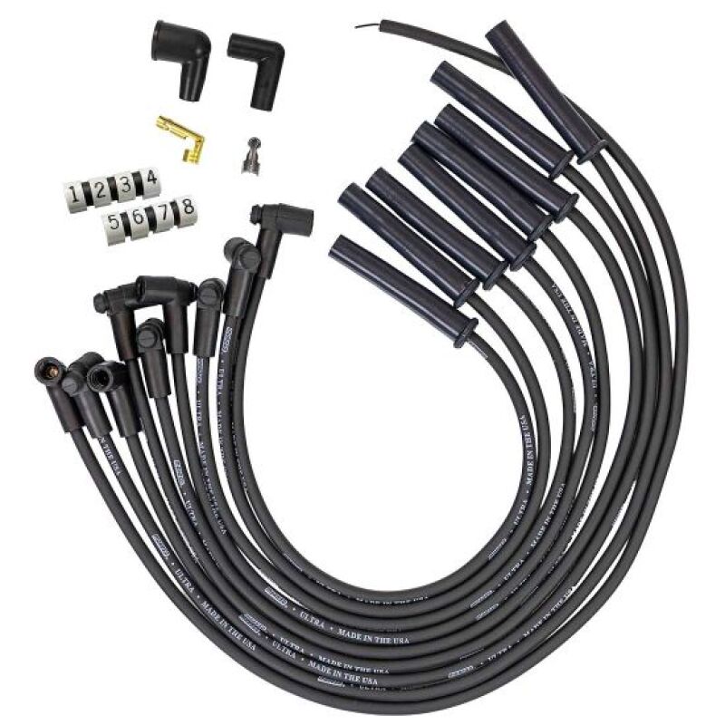 Moroso Ford 351C HEI-Style Cap Ultra 350 8mm Multi-Angle Boot Ignition Spark Plug Wire Set - Black - 51048