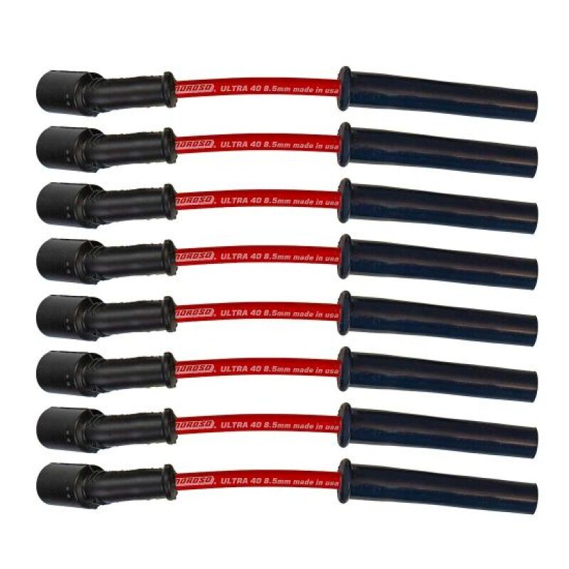 Moroso GM LS 5.7L/6.0L/6.2L/7.0L Ultra 40 8.5mm Multi-Angle Boot Ignition Spark Plug Wire Set - Red - 73756