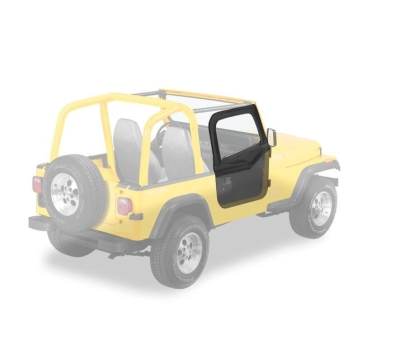 Bestop 88-95 Jeep Wrangler YJ Upper Fabric Doors (Rounded Upper Corner Black Crush) - 51780-01