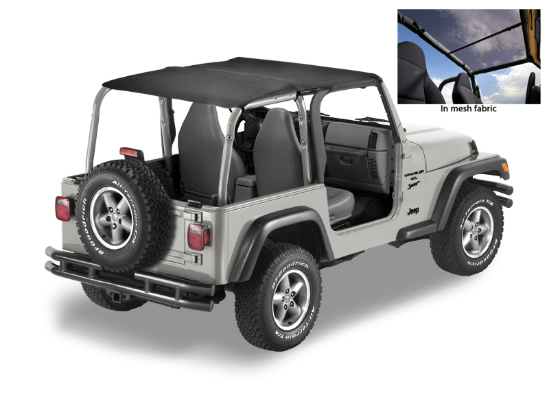 Bestop 97-02 Jeep Wrangler TJ Header Safari Bikini (Mesh) - 52531-11