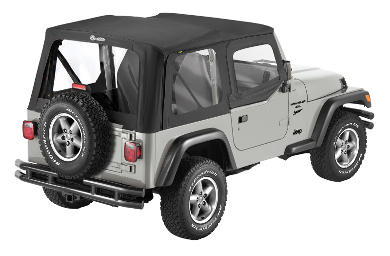 Bestop 97-02 Jeep Wrangler TJ Replace A-Top (Blk Sailcloth Clear Windows Upper Door Skins ) - 79121-01