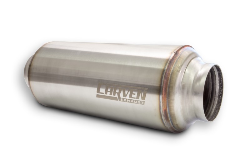 Carven Universal Carven-TR Performance Muffler 304SS 2.5in. Inlet / 15in. OL / 5in. OD - CVESTR25