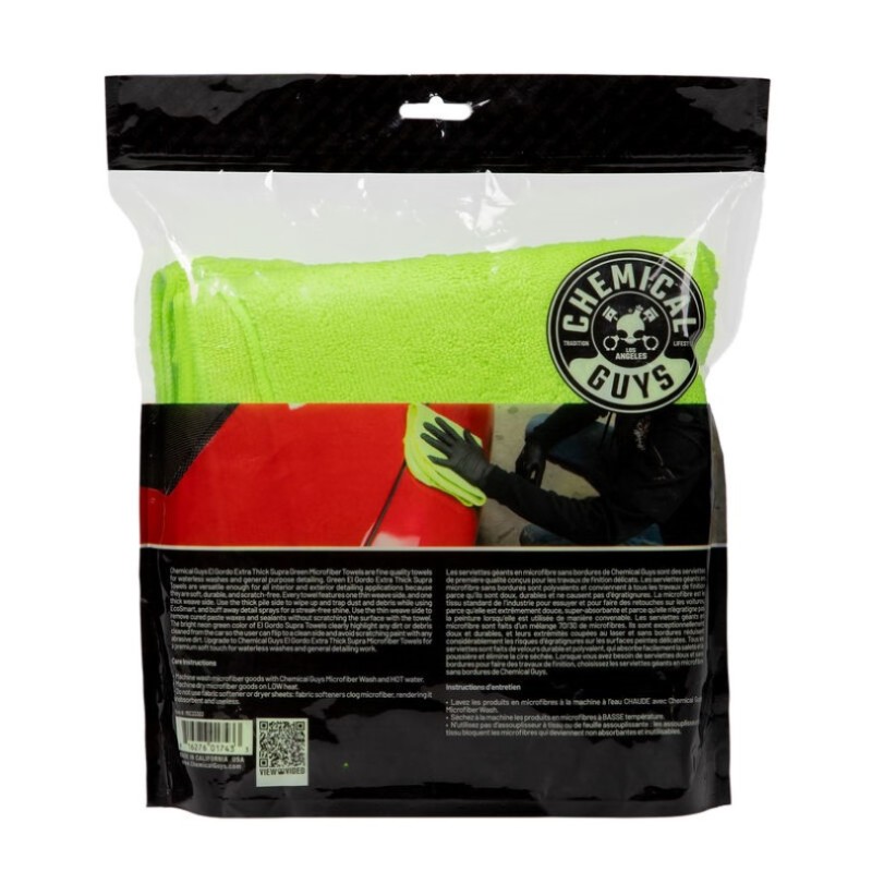 Chemical Guys El Gordo Thick Microfiber Towel - 16.5in x 16.5in - Green - 3 Pack - MIC32303