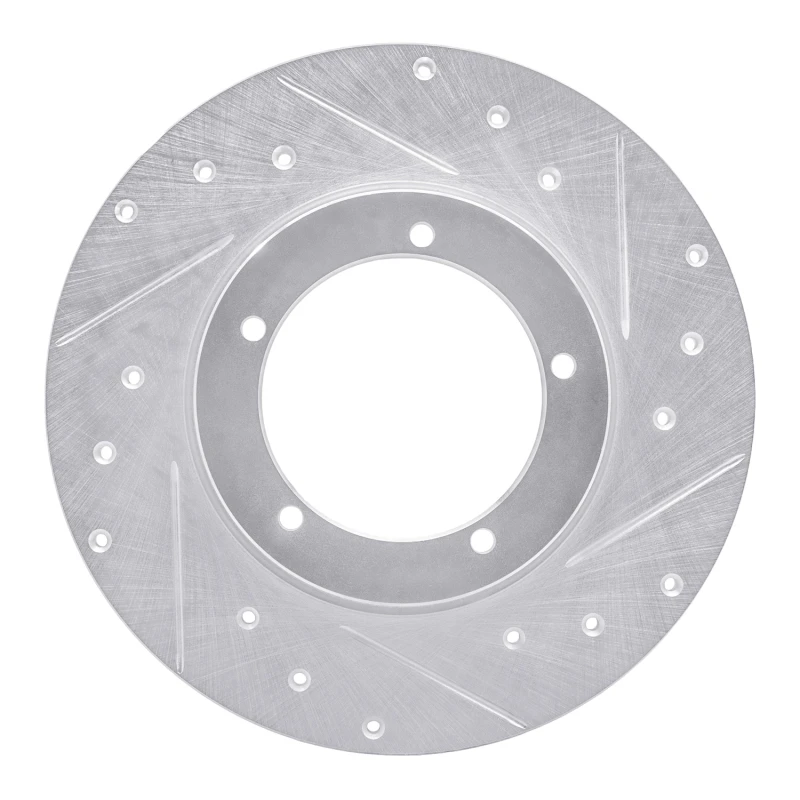 R1 65-76 Porsche 911 Front Right Drilled & Slotted Silver Brake Rotor - 631-02000R