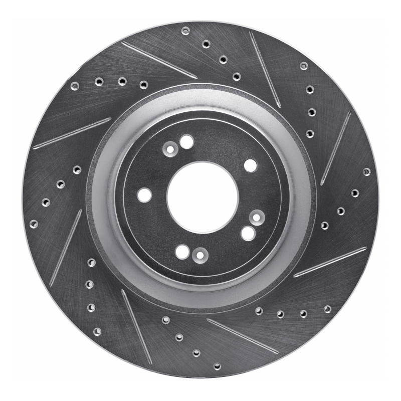 R1 18-20 Genesis G80 Front Right Drilled & Slotted Silver Brake Rotor - 631-03057R