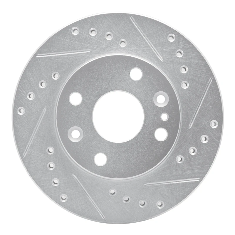 R1 94-02 Ford ASPIRE Front Right Drilled & Slotted Silver Brake Rotor - 631-21000R