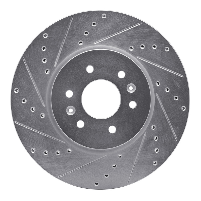 R1 09-10 Kia BORREGO Front Left Drilled & Slotted Silver Brake Rotor - 631-21028L