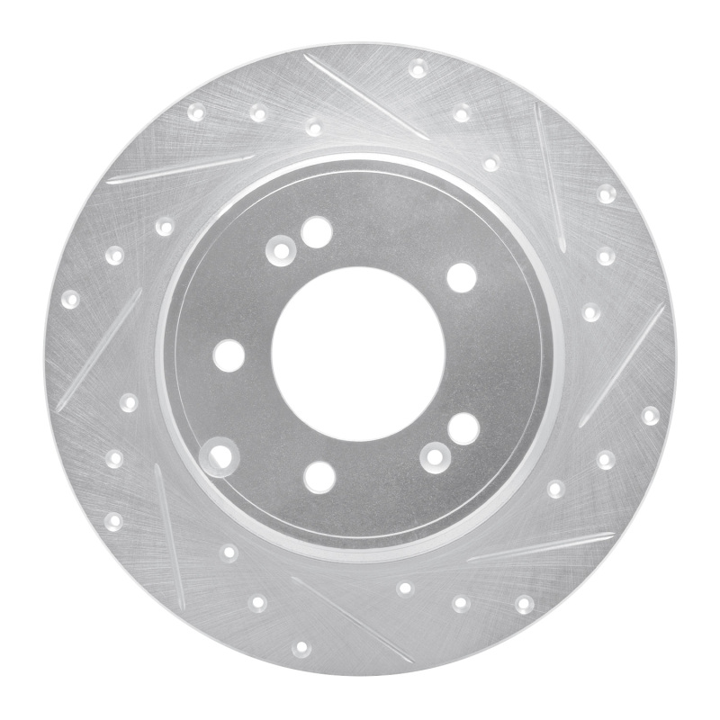 R1 17-19 Kia Cadenza Rear Right Drilled & Slotted Silver Brake Rotor - 631-21037R
