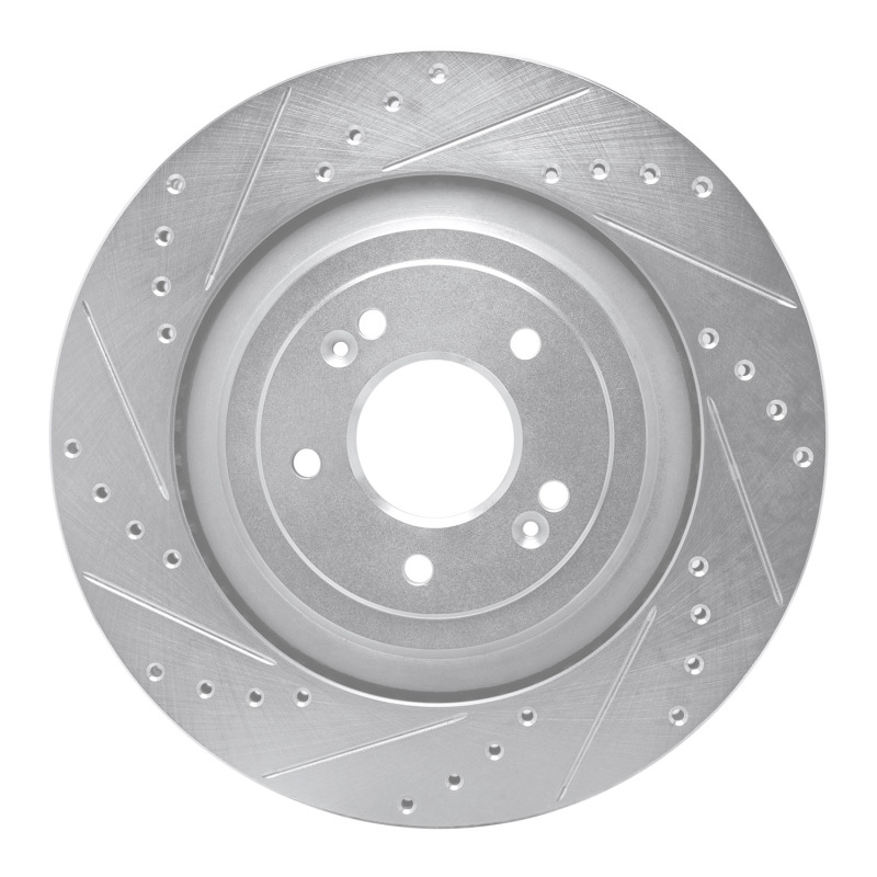 R1 19-22 Genesis G90 Rear Left Drilled & Slotted Silver Brake Rotor - 631-21043L