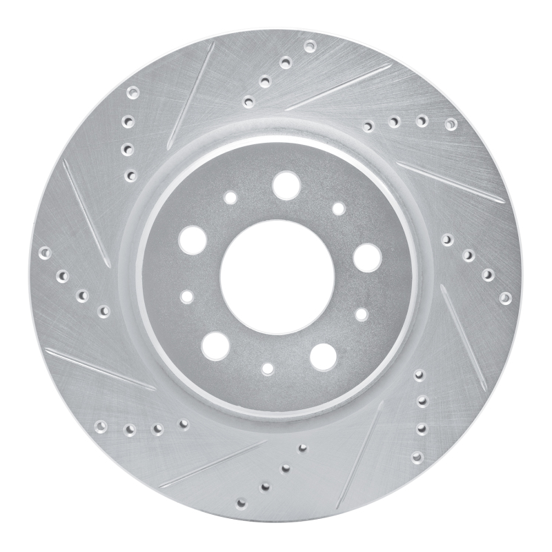 R1 17-25 Tesla Model 3 Front Left Drilled & Slotted Silver Brake Rotor - 631-26002L