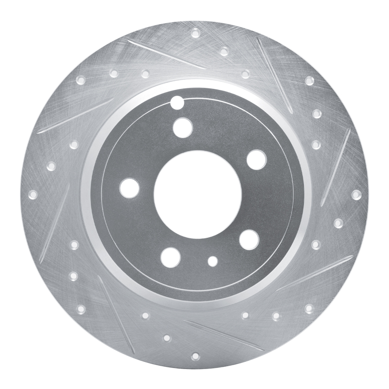 R1 96-04 Volvo C70 Rear Right Drilled & Slotted Silver Brake Rotor - 631-27019R