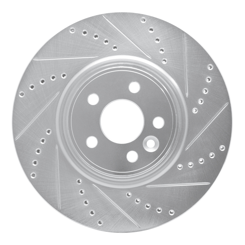 R1 07-16 Volvo S60 Front Right Drilled & Slotted Silver Brake Rotor - 631-27036R
