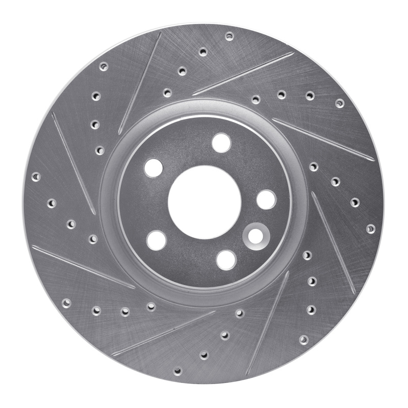 R1 16-17 Volvo XC60 Front Left Drilled & Slotted Silver Brake Rotor - 631-27055L