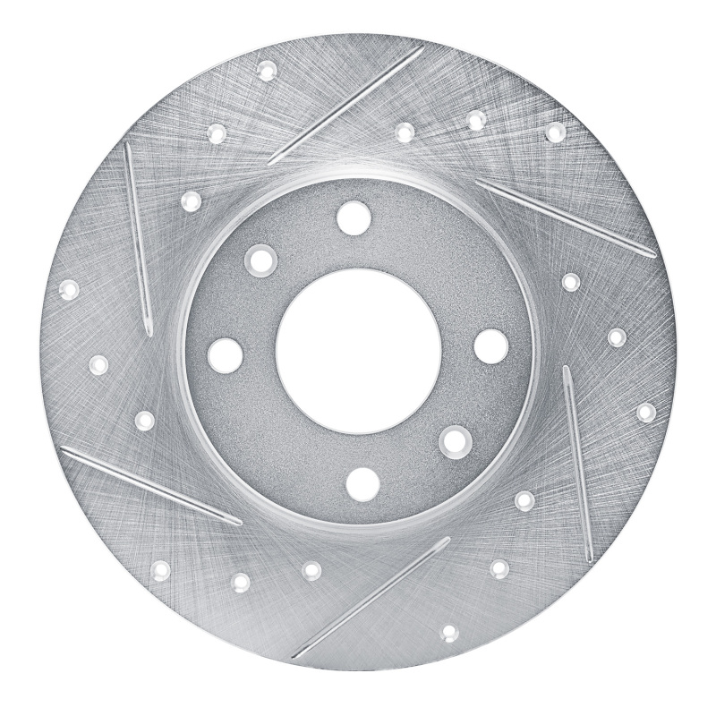 R1 89-91 Peugeot 405 Front Left Drilled & Slotted Silver Brake Rotor - 631-28004L