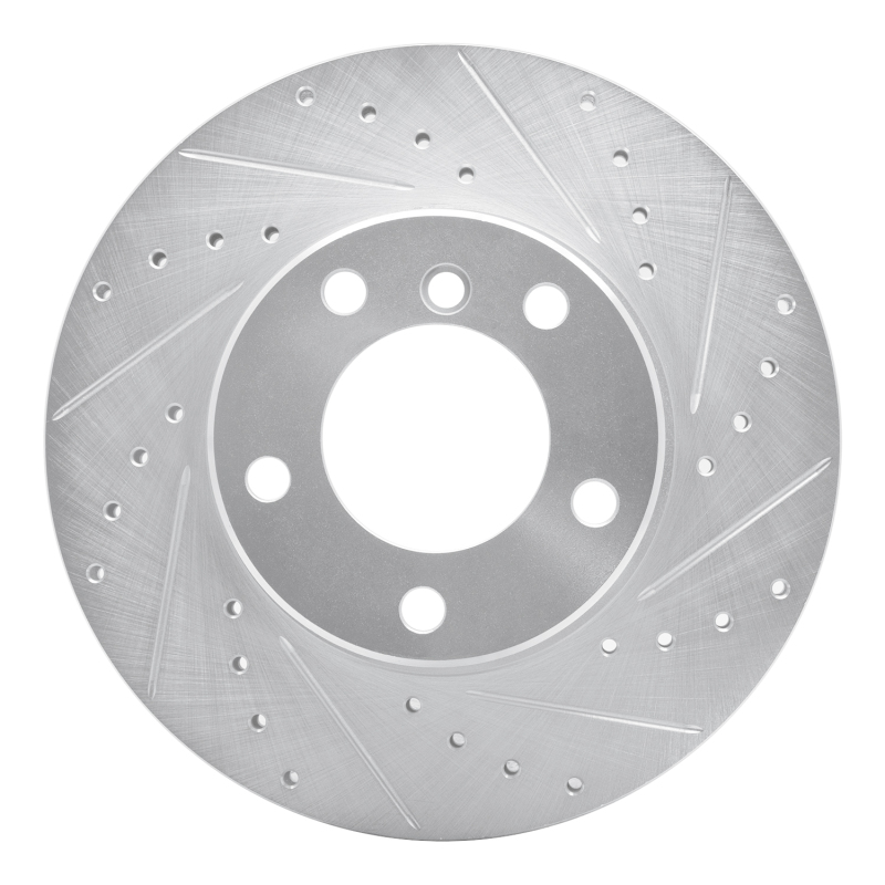 R1 96-03 BMW 528I Front Right Drilled & Slotted Silver Brake Rotor - 631-31043R